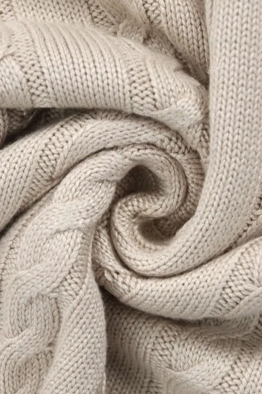 Mock Neck Cable Knit Sleeveless Top