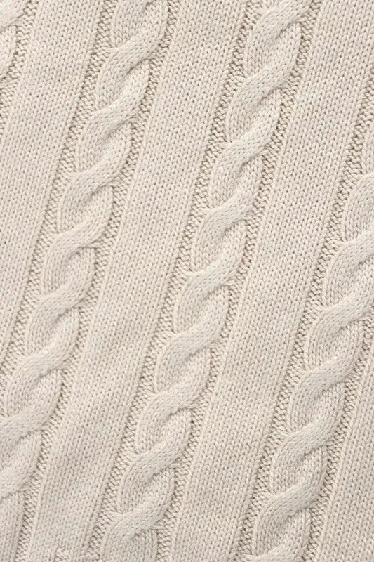 Mock Neck Cable Knit Sleeveless Top