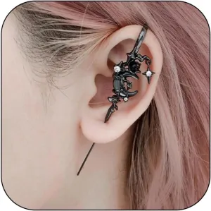 Myth of The Moon Ear Hook Needle Piercing Earrings Moon Star Wrap Climber Crawler Piercing Earrings Punk Creative Cuff Earring Jewelry Gifts
