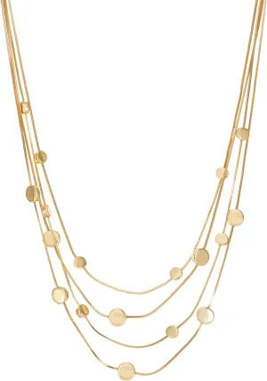 Napier 16'' Gold Multi-row Snake Chain Necklace with Flat Station Bead Design