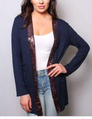 Navy sequin cardigan