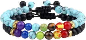 New 2026 Unisex 2Pcs/Set Bead 7 Bracelets&bangles Buddha Prayer Elastic Couple Distance Bracelets For Women Men Pulseira Masculina Jewery Jewelry Fashion Trendy Accessories Creative Gift And