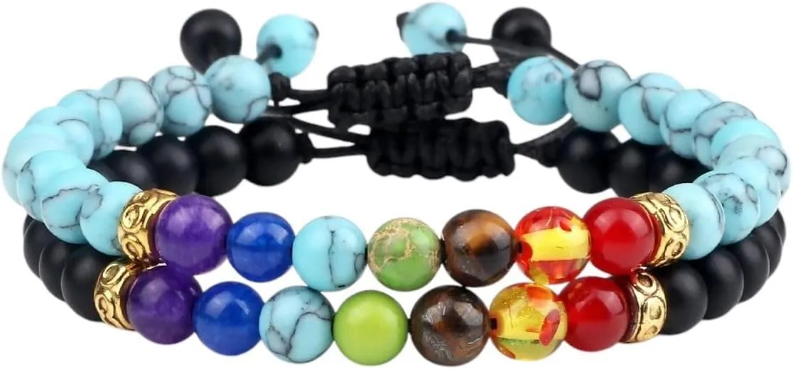 New 2026 Unisex 2Pcs/Set Bead 7 Bracelets&bangles Buddha Prayer Elastic Couple Distance Bracelets For Women Men Pulseira Masculina Jewery Jewelry Fashion Trendy Accessories Creative Gift And