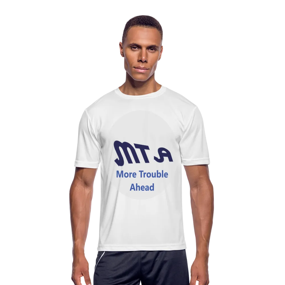 New York City Subway train funny Logo parody Mens Moisture Wicking Performance T-Shirt