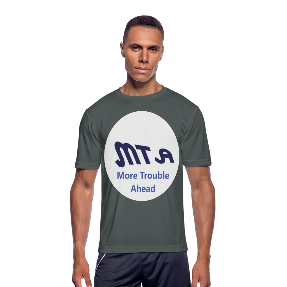 New York City Subway train funny Logo parody Mens Moisture Wicking Performance T-Shirt