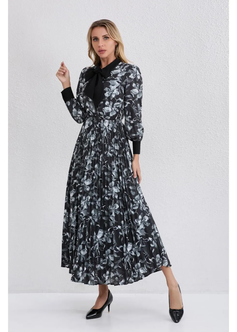 Noir Garden Midi Dress