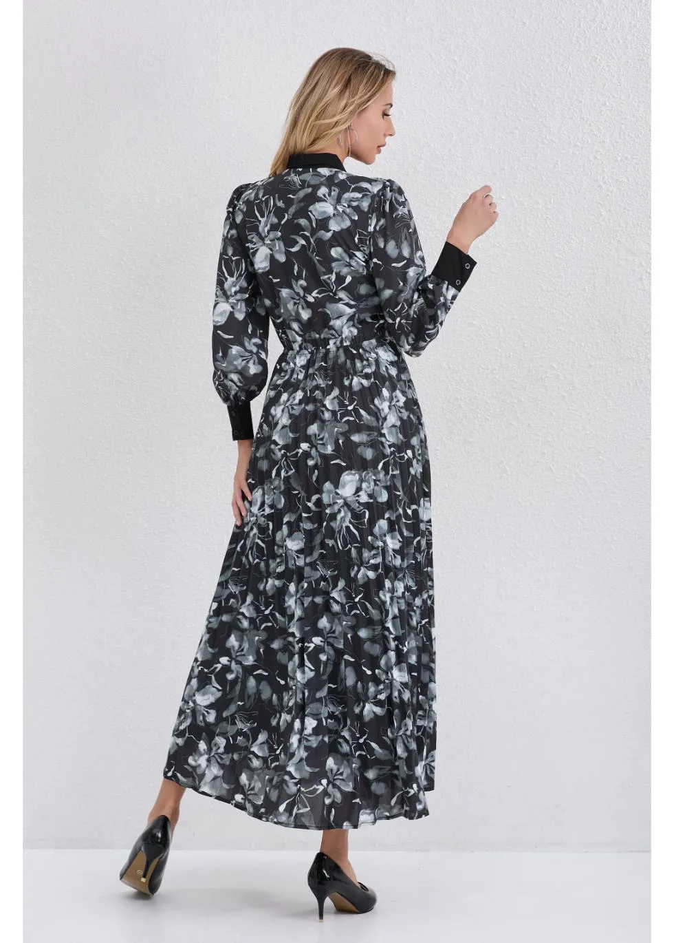 Noir Garden Midi Dress