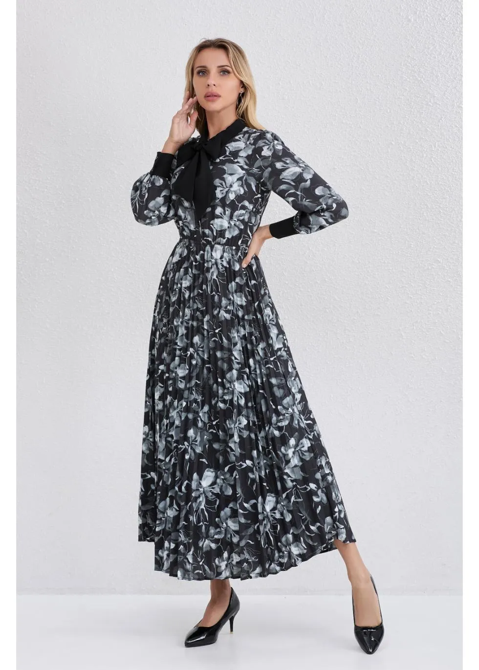 Noir Garden Midi Dress