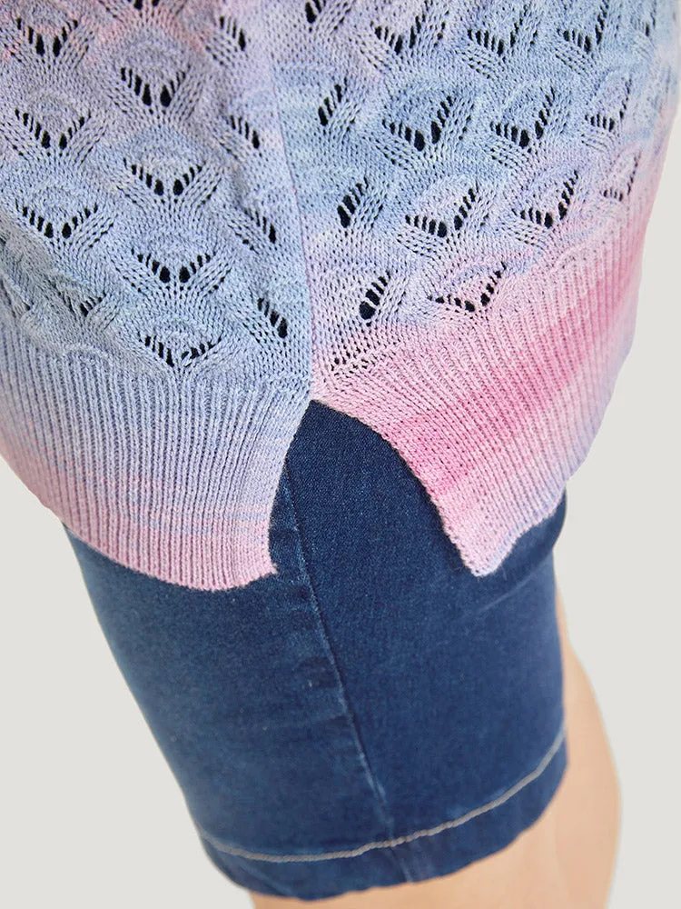 Ombre Button Through Hollow Out Cardigan