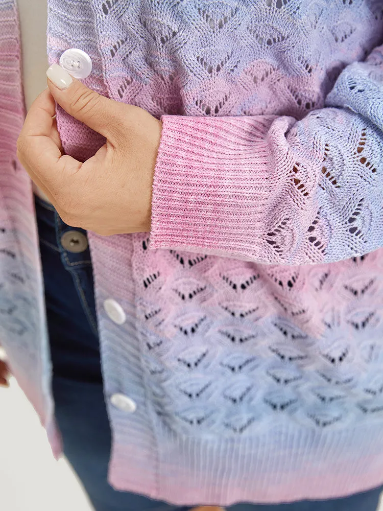 Ombre Button Through Hollow Out Cardigan