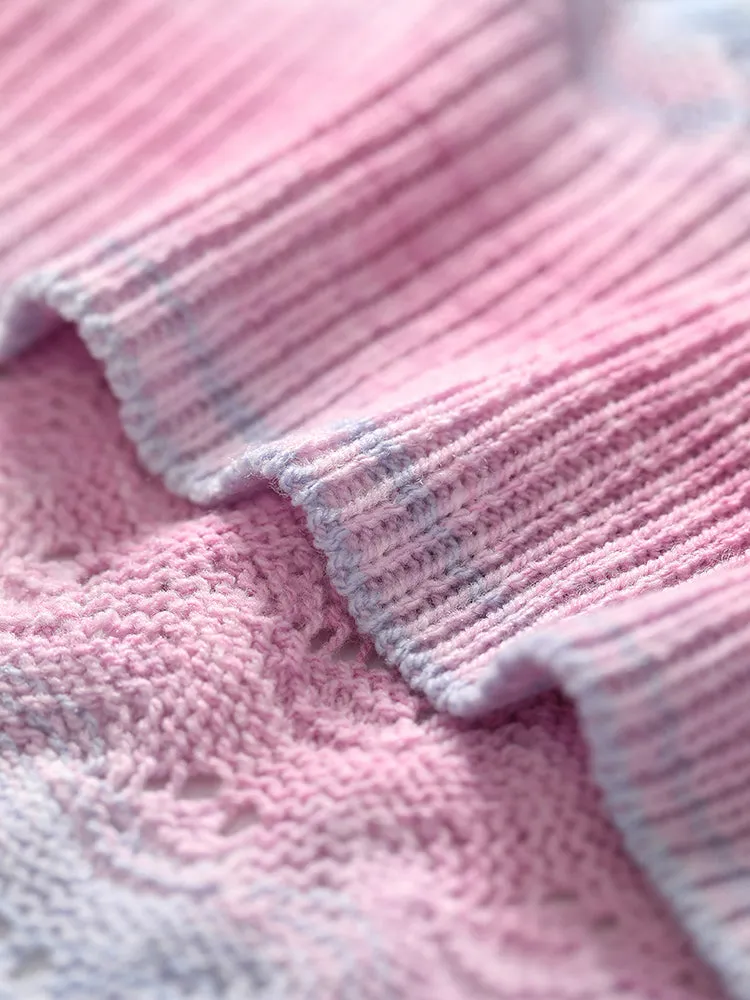 Ombre Button Through Hollow Out Cardigan