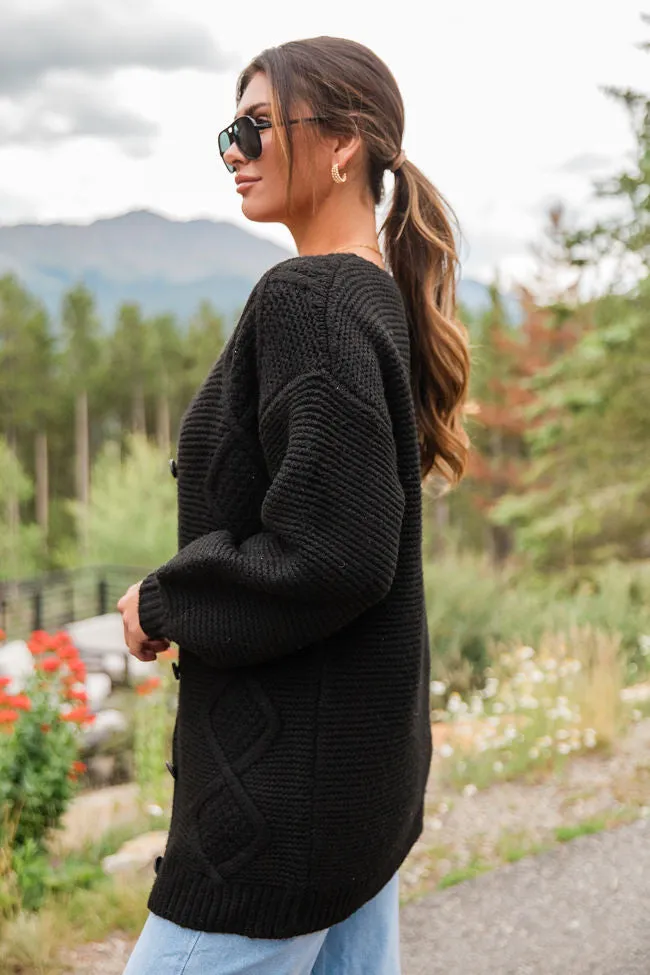 On My Mind Black Cable Knit Cardigan FINAL SALE