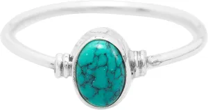 Oval Synthetic Turquoise Delicate Ring -925 Sterling Silver - Ethnic Boho Chic Hand Made Jewelry - Us Size 5-10