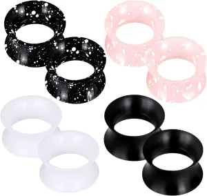 Oyaface 2 PCS Extra Soft Silicone Tunnels with White Spots Piercing Jewerly Gauges Earrings 2G-20mm