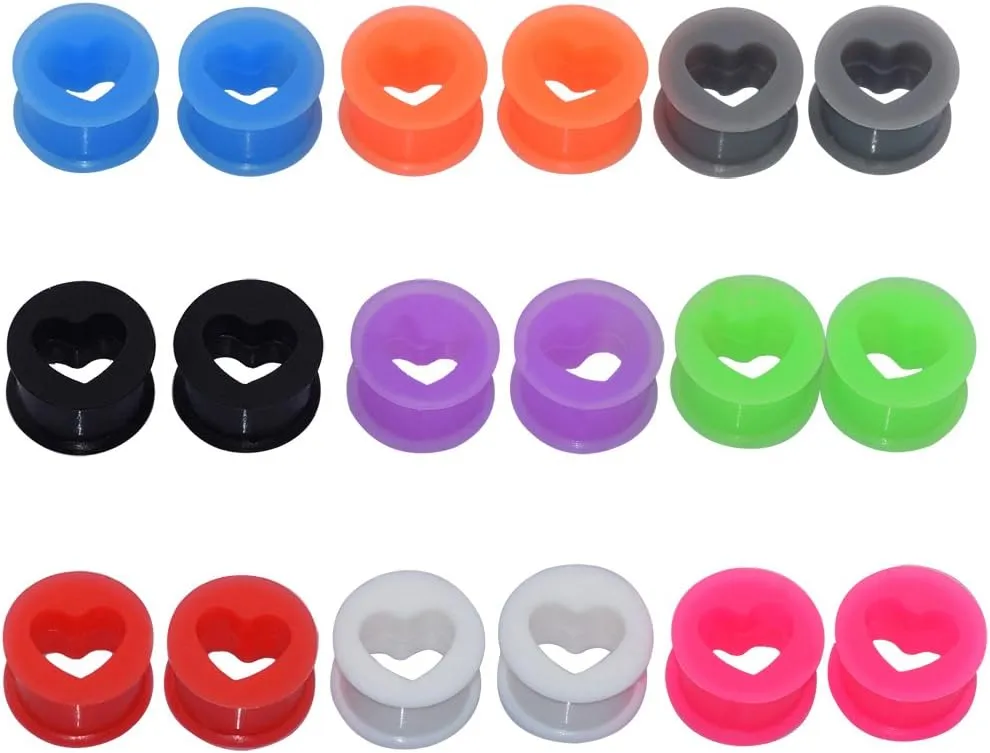 Oyaface Silicone Gauges Set Hard & Soft Colorful Tunnels for Ears Stretching Earrings 6G-25mm