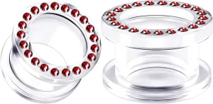 Pair of Clear Acrylic Light Siam Crystal Screw Flesh Tunnels Piercing Jewelry Stretcher Earring External Ear Lobe Plugs