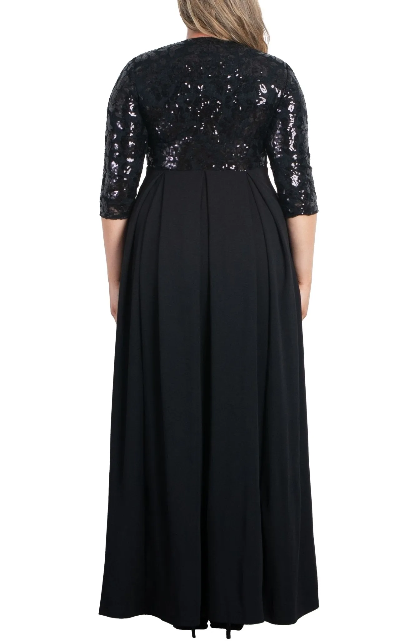 Paris Pleated Sequin Gown - Plus