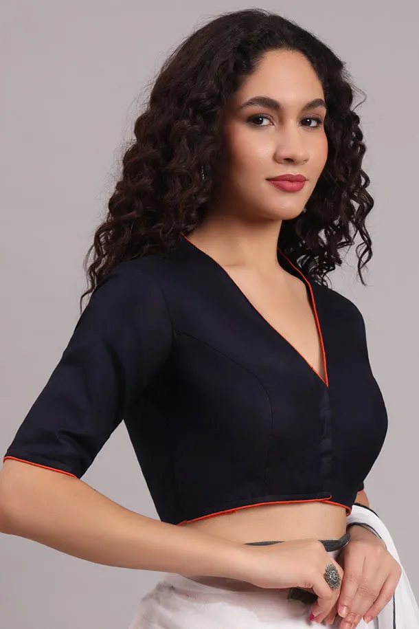 Parthsarthi Embroidered Cotton Blouse  Black