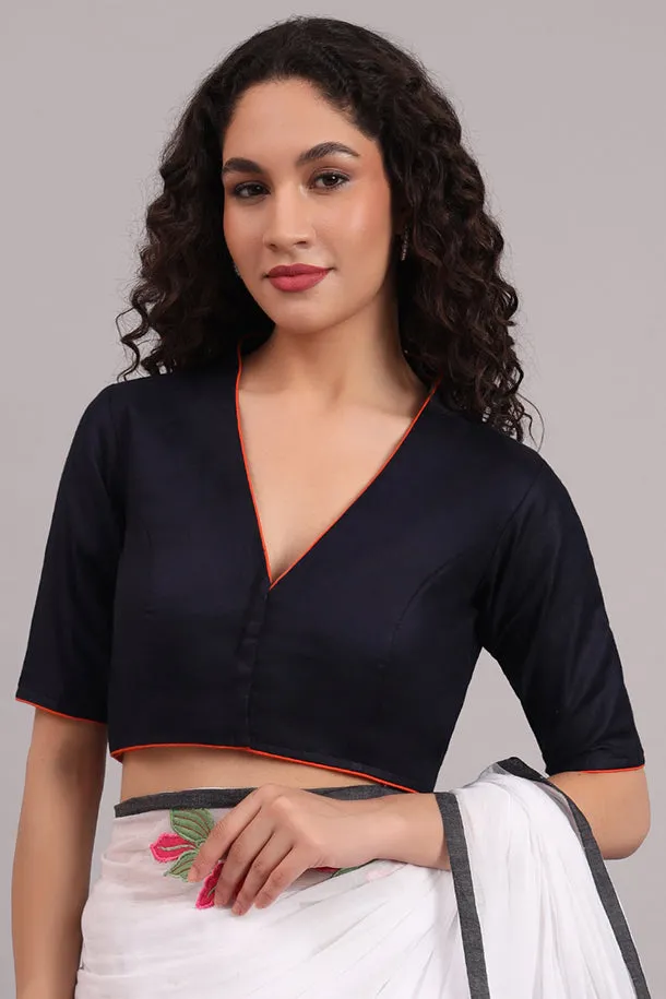 Parthsarthi Embroidered Cotton Blouse  Black