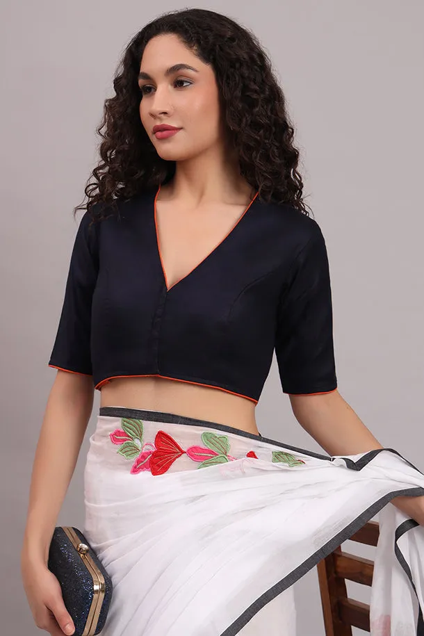 Parthsarthi Embroidered Cotton Blouse  Black