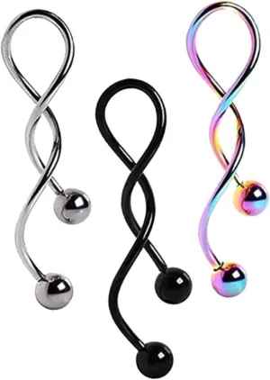PartyKindom Sturdy Steel Spiral Earring Navel Rings 3pcs Belly Ring Jewelry for Women Chic Design