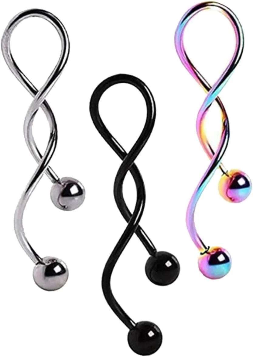 PartyKindom Sturdy Steel Spiral Earring Navel Rings 3pcs Belly Ring Jewelry for Women Chic Design