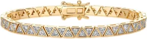 PAVOI 14K-18K Gold Plated Simulated Diamonds Bezel Set Tennis Bracelets for Women - Cubic Zirconia Stones Trillion Trinity Radiant Cut Round Pear Heart Statement Bride Gold Bracelet Stack - Sizes 6.5-7.5 Inch