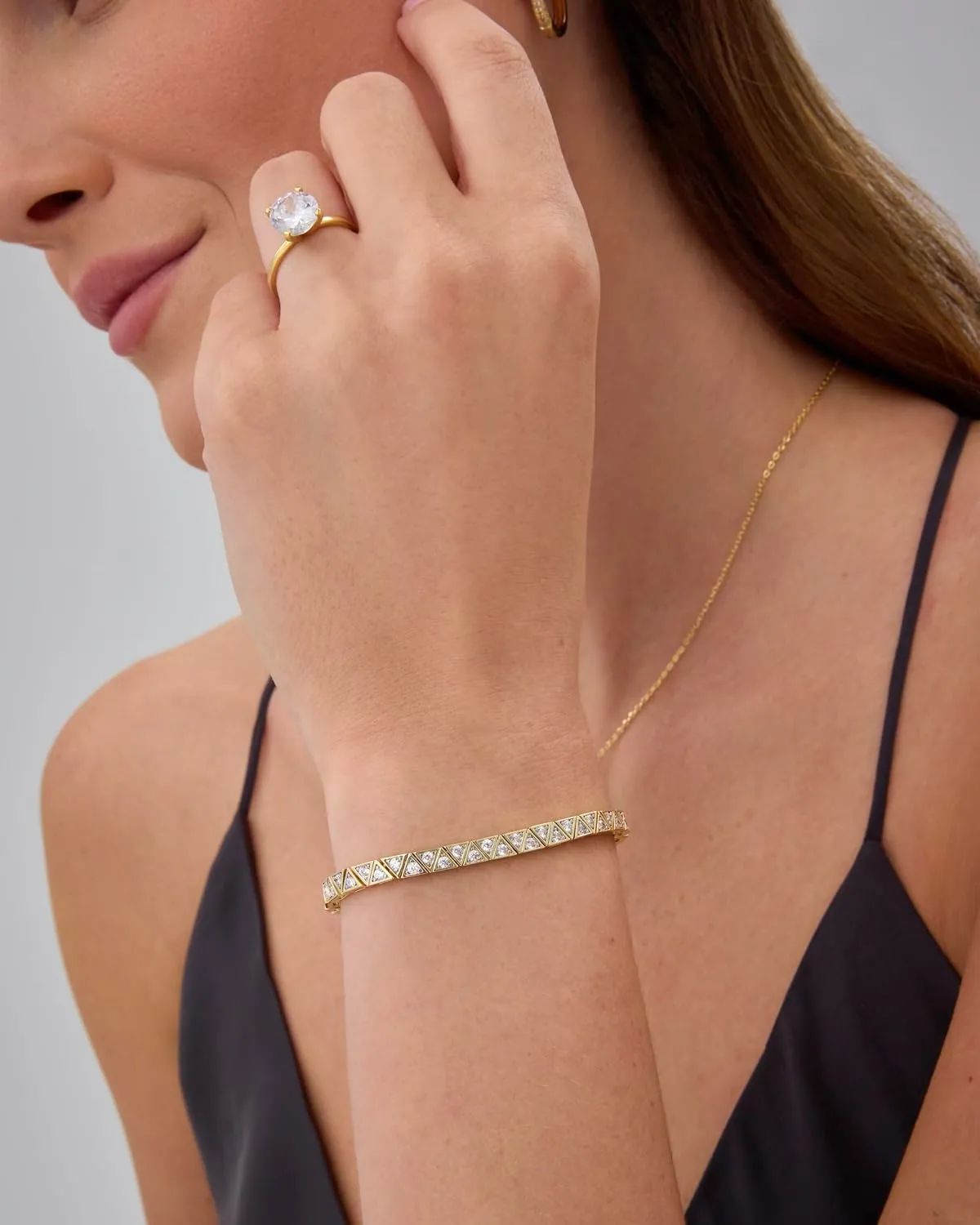 PAVOI 14K-18K Gold Plated Simulated Diamonds Bezel Set Tennis Bracelets for Women - Cubic Zirconia Stones Trillion Trinity Radiant Cut Round Pear Heart Statement Bride Gold Bracelet Stack - Sizes 6.5-7.5 Inch