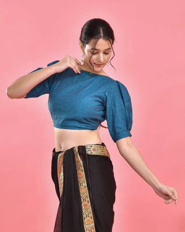 Peacock Blue Crop Top Blouse