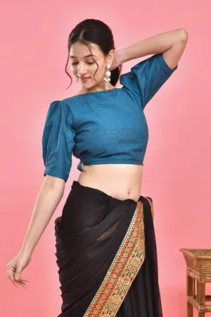 Peacock Blue Crop Top Blouse