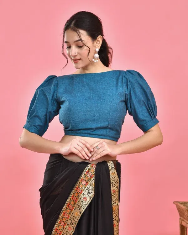 Peacock Blue Crop Top Blouse