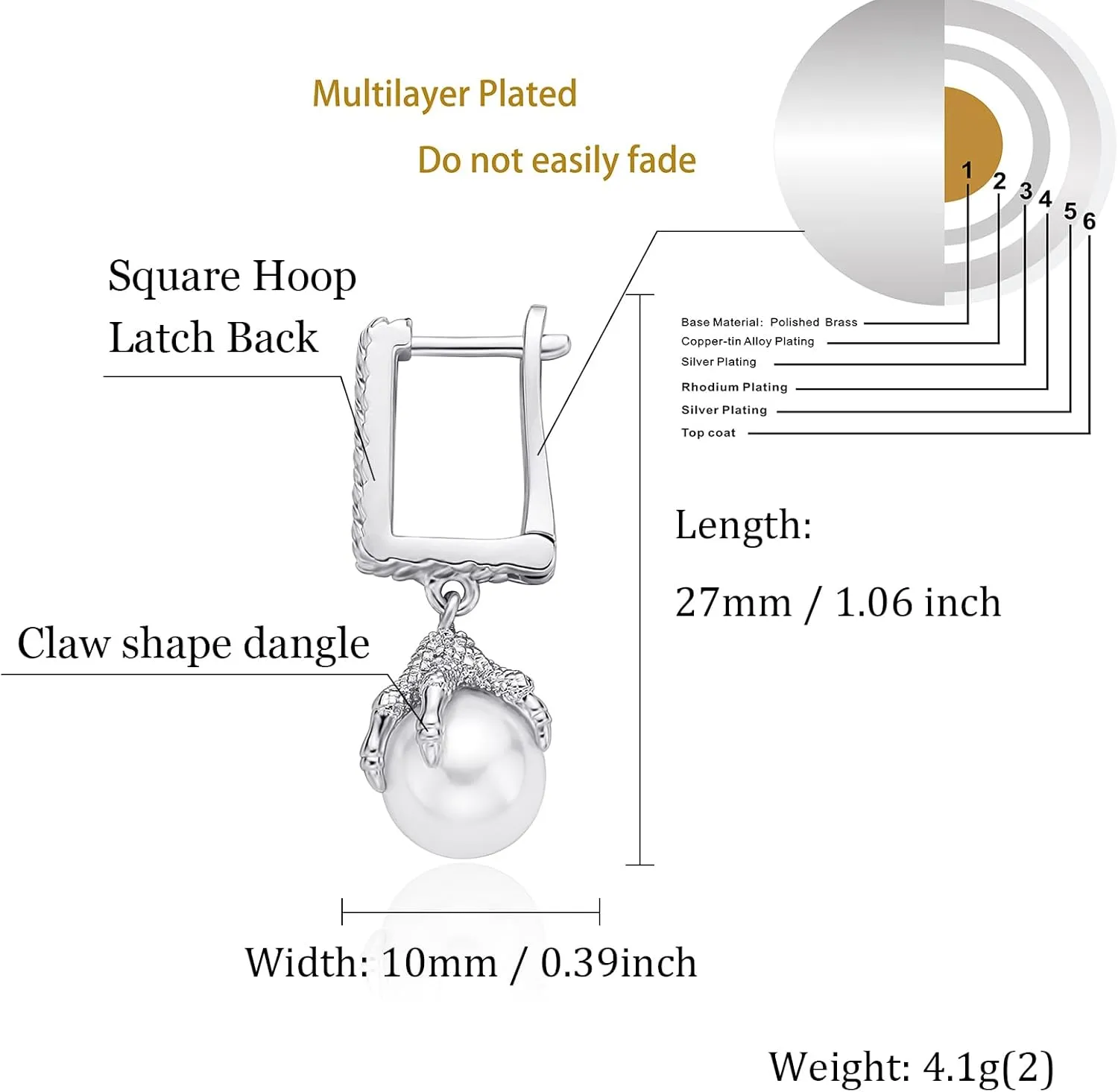 Pearl Dangle Hoop Earrings 14K Gold Plated Shell Pearl Unique Handmade Pearl Fashion Cartilage Drop Wedding Bridal Hoop Dainty Earrings For Women