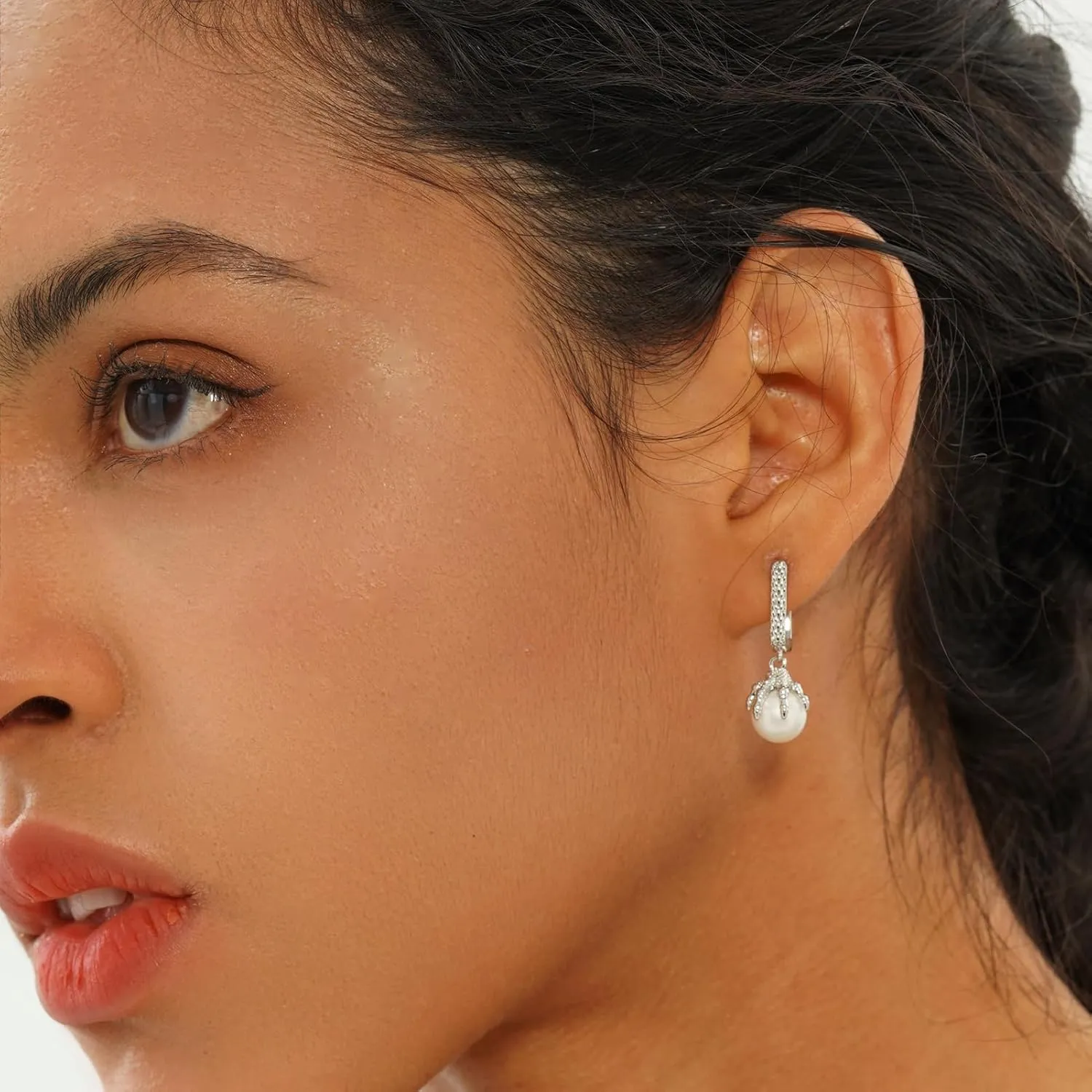 Pearl Dangle Hoop Earrings 14K Gold Plated Shell Pearl Unique Handmade Pearl Fashion Cartilage Drop Wedding Bridal Hoop Dainty Earrings For Women