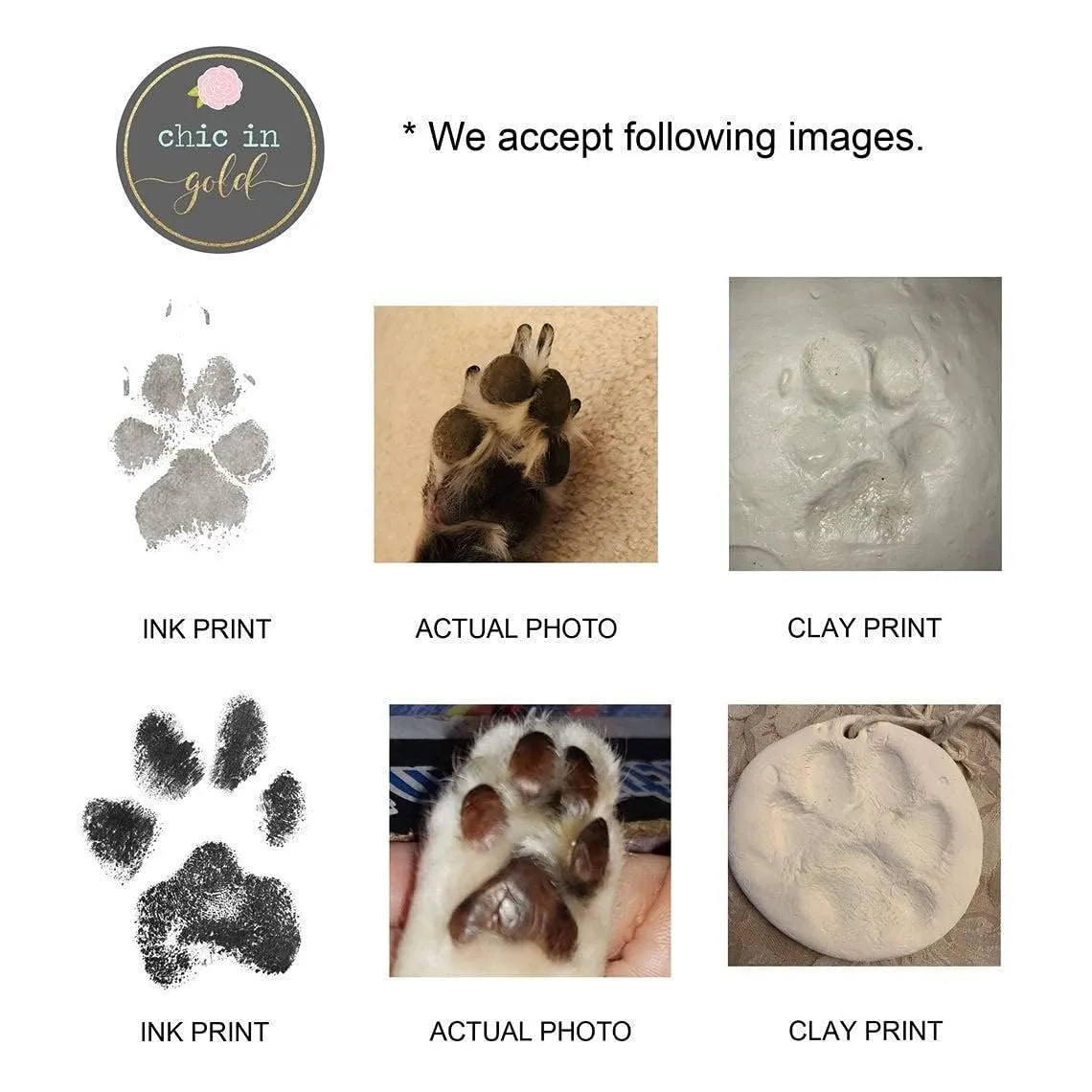 Personalized Dog Paw or Nose Print Necklace for Women, Mom, Pet Memorial Dog Cat Paw Jewelry, Custom Gifts for Dog Lover, Engraved Name & Photo Picture, Loss of a Pet, Christmas Gift (Two Pendants)