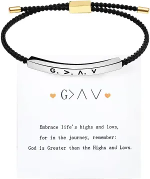 Pingyongchang Highs and Lows Inspirational Tube Bracelets for Women Men Christian Faith Stainless Steel Bangles
