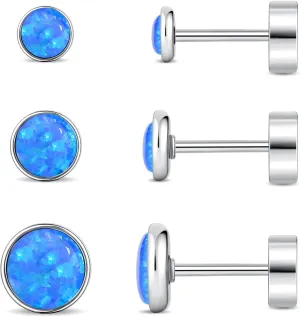 Planch Opal Stud Earring for Women Hypoallergenic Small Stud Earrings for Sensitive Ears Plated Stud