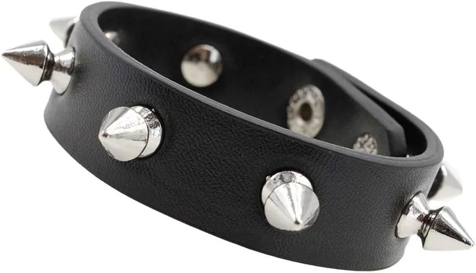Punk Studded Spike Bracelet Goth Leather Cuff Bangle Rock Black Wristband