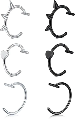 QWALIT Fake Lip Piercing Fake Lip Ring Fake Nose Ring Fake Snake Bites Fake Nose Piercing Faux Lip Rings Fake Snake Bite Piercing Clip Lip Ring Ear Cuff Earrings