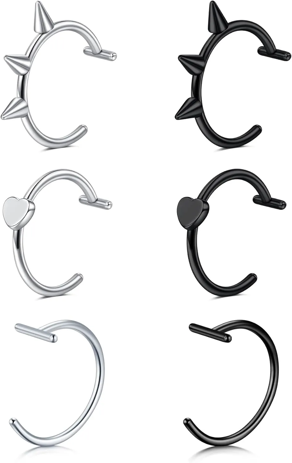 QWALIT Fake Lip Piercing Fake Lip Ring Fake Nose Ring Fake Snake Bites Fake Nose Piercing Faux Lip Rings Fake Snake Bite Piercing Clip Lip Ring Ear Cuff Earrings