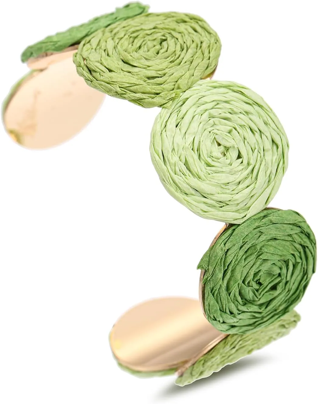 Raffia Multiple Circles Cuff Bracelet for Women, Handmade Colorful Round Bangle Geometric Adjustable Statement Bracelet