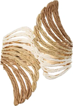 Raffia Wing Cuff Bracelet for Women, Colorful Angel Wing Bangle Wide Chunky Wrist Cuff Bracelet