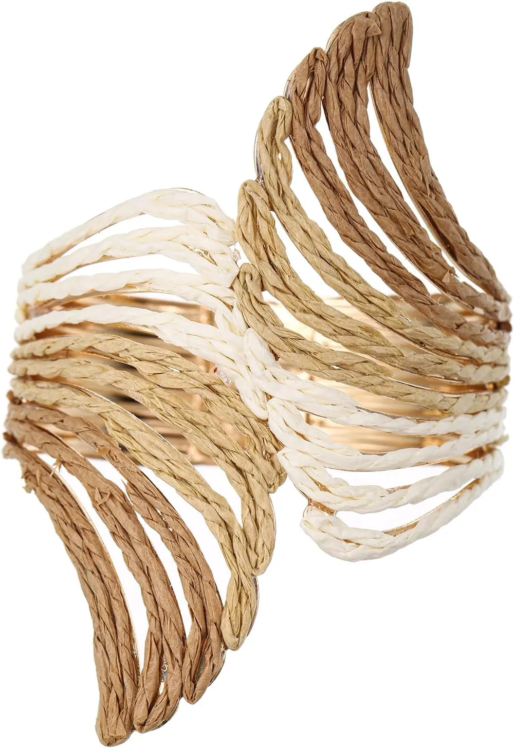 Raffia Wing Cuff Bracelet for Women, Colorful Angel Wing Bangle Wide Chunky Wrist Cuff Bracelet
