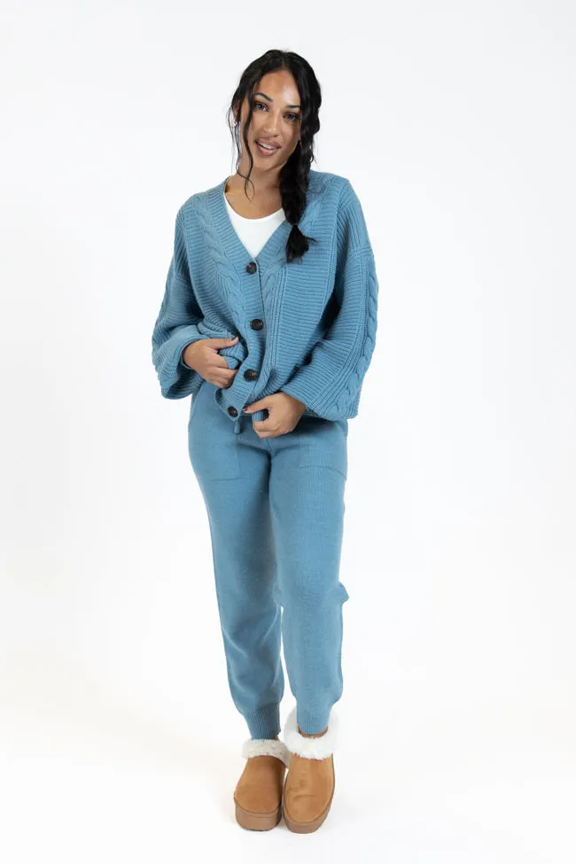 Real Karma Blue Cable Knit Cardigan FINAL SALE