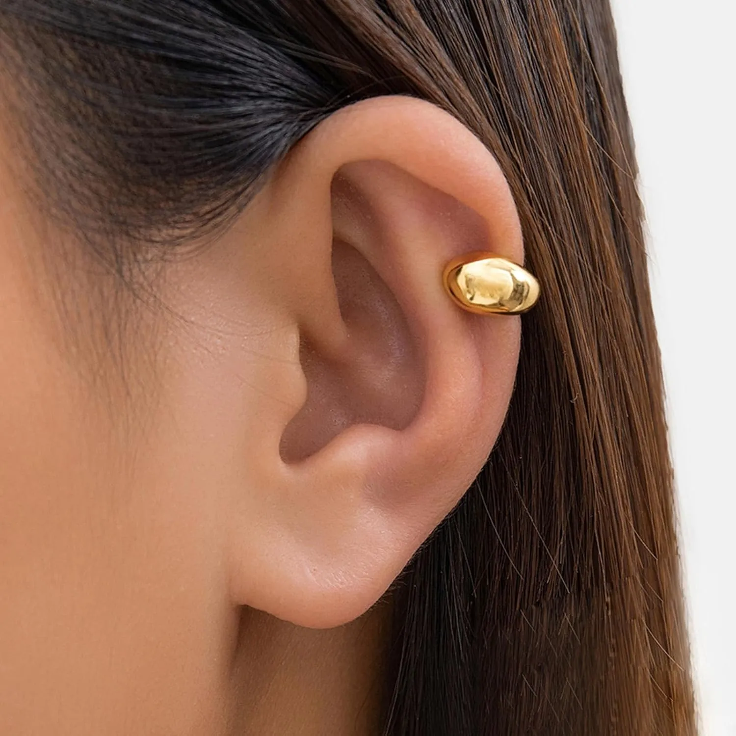 REELMAR Gold Ear Cuffs for Women Chunky Ear Cuff Non Piercing Clip On Earrings Trendy Teardrop Ear Cartilage Upper Non Piercing Helix Wrap Adjustable Ear Cuffs