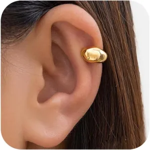 REELMAR Gold Ear Cuffs for Women Chunky Ear Cuff Non Piercing Clip On Earrings Trendy Teardrop Ear Cartilage Upper Non Piercing Helix Wrap Adjustable Ear Cuffs