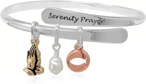 RIAH FASHION Inspirational Quote Bar Metallic Bangle - Geometric Cuff Bracelets Message Plate/Christian Bible/Religious/Amazing Grace/Blessed/Faith/Rhinestone Cross/Lucky Clover/Tribal Arrow
