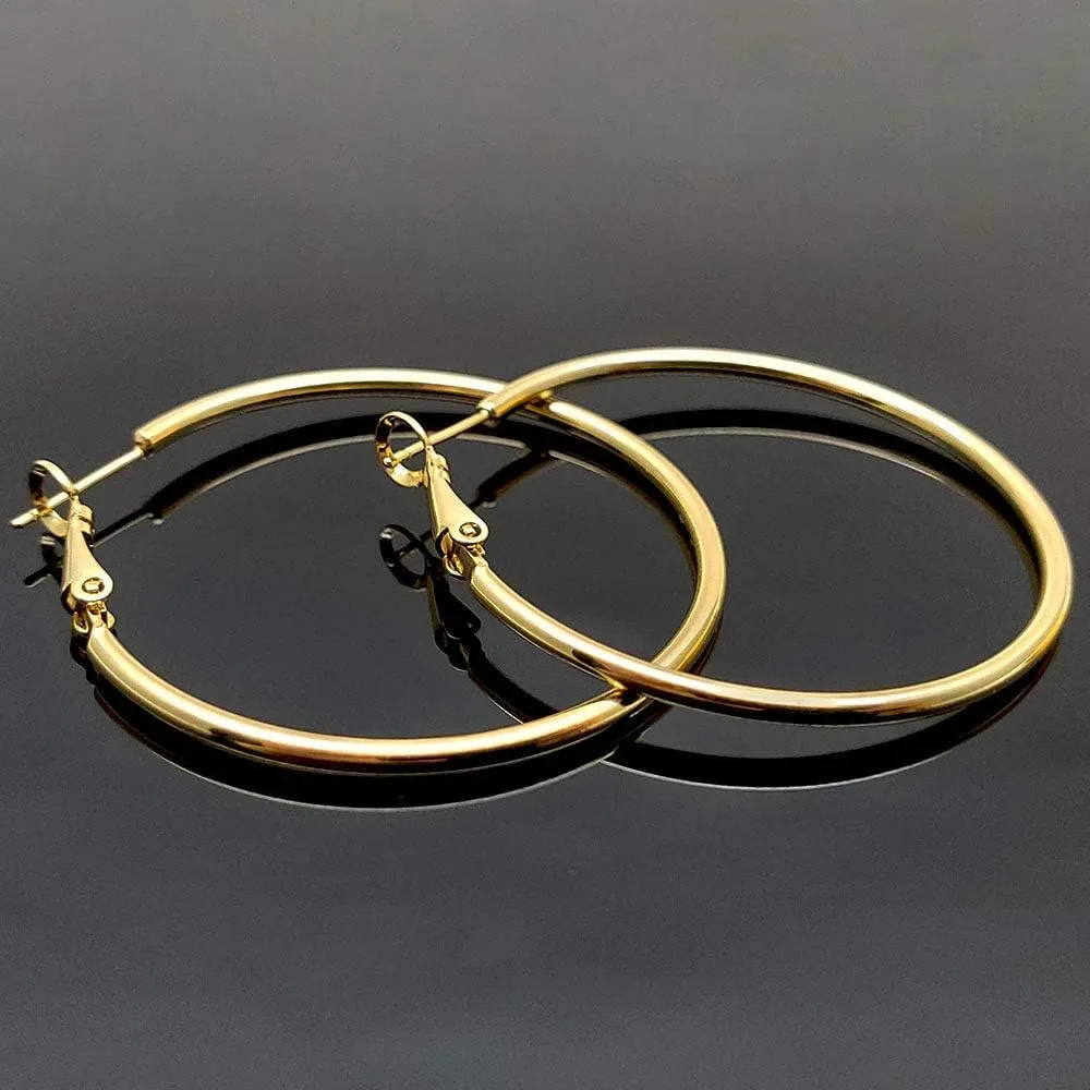 Rose Gold Hoop Earrings for Women, Fashion Round Lightweight Hoops Earrings Gift White Gold Rose Gold Plated 40mm - 50mm - 60mm