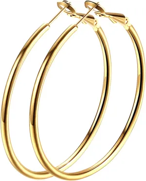 Rose Gold Hoop Earrings for Women, Fashion Round Lightweight Hoops Earrings Gift White Gold Rose Gold Plated 40mm - 50mm - 60mm
