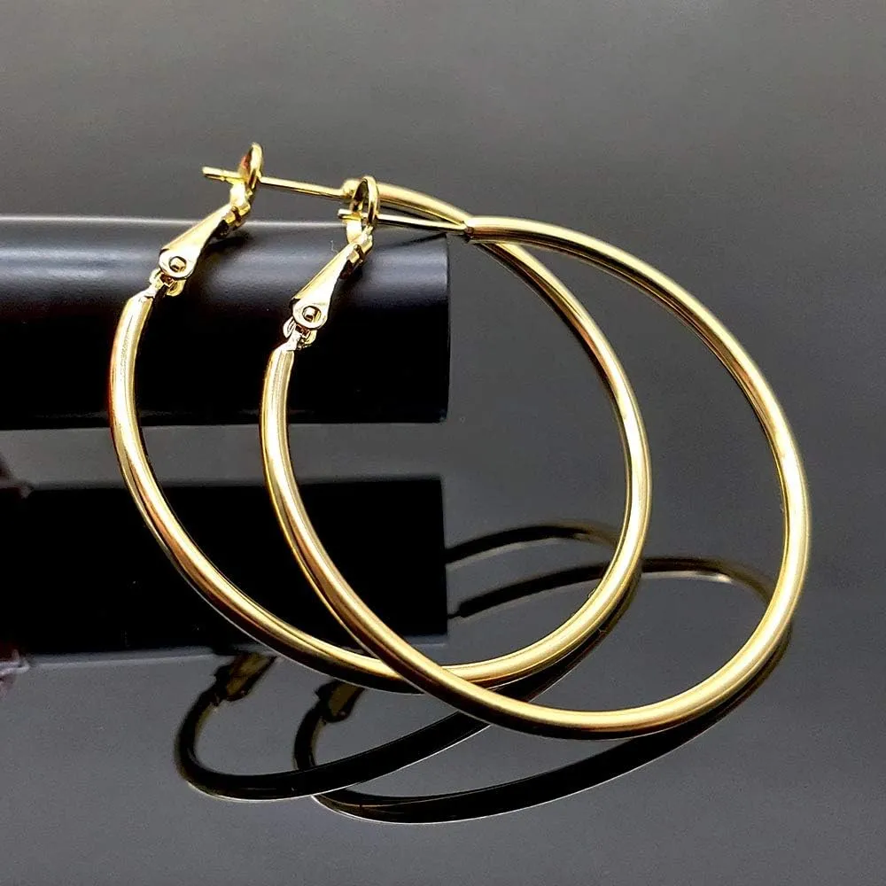 Rose Gold Hoop Earrings for Women, Fashion Round Lightweight Hoops Earrings Gift White Gold Rose Gold Plated 40mm - 50mm - 60mm