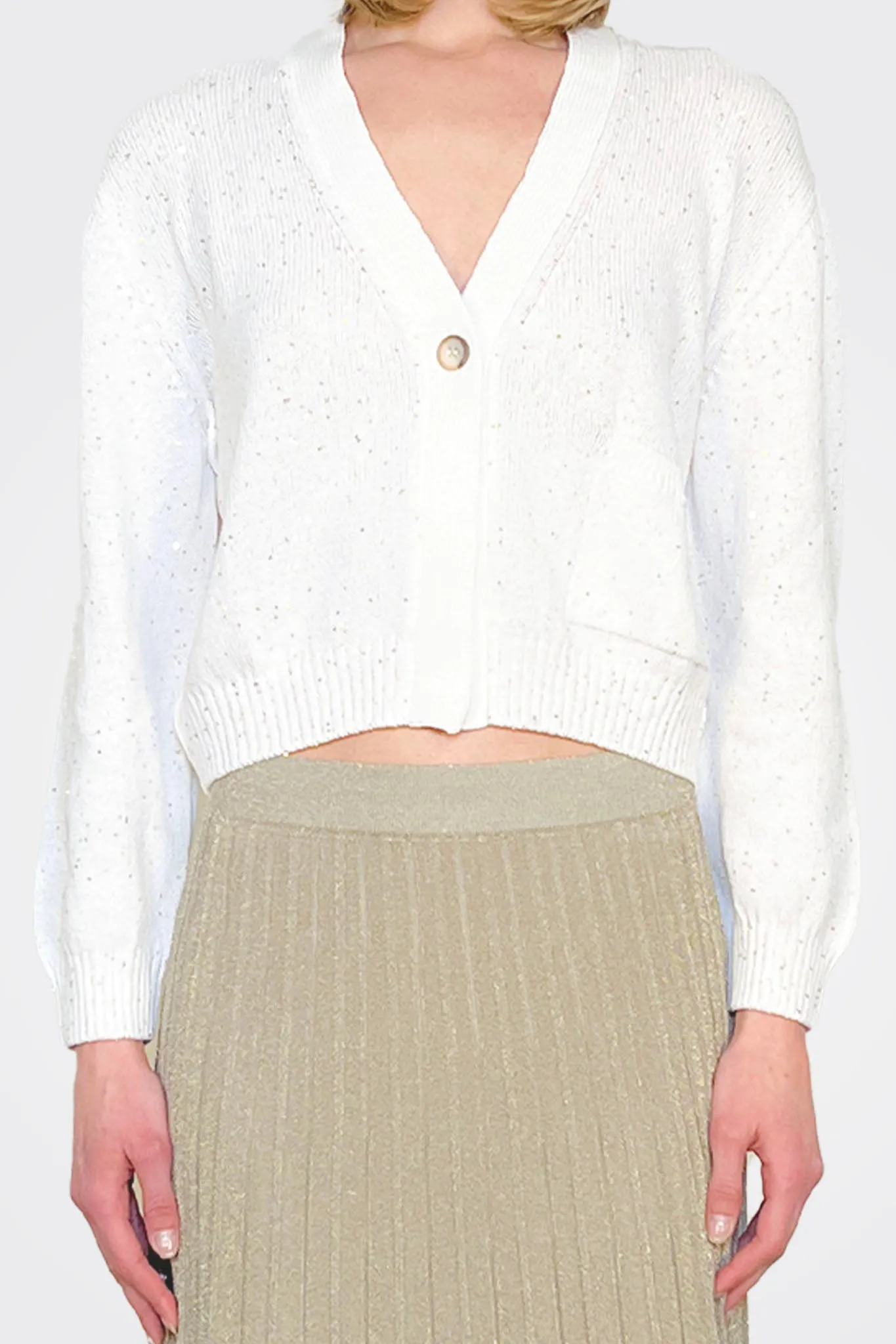 Sequin Cardigan - White